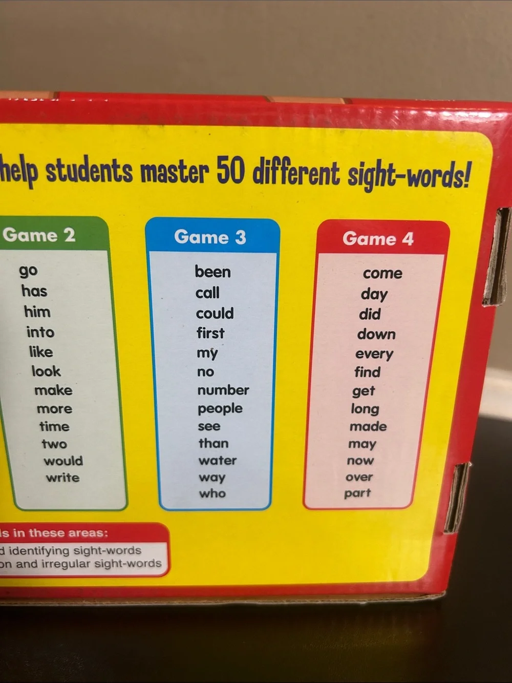 Sight-Word Memory Match Game (Level 2).